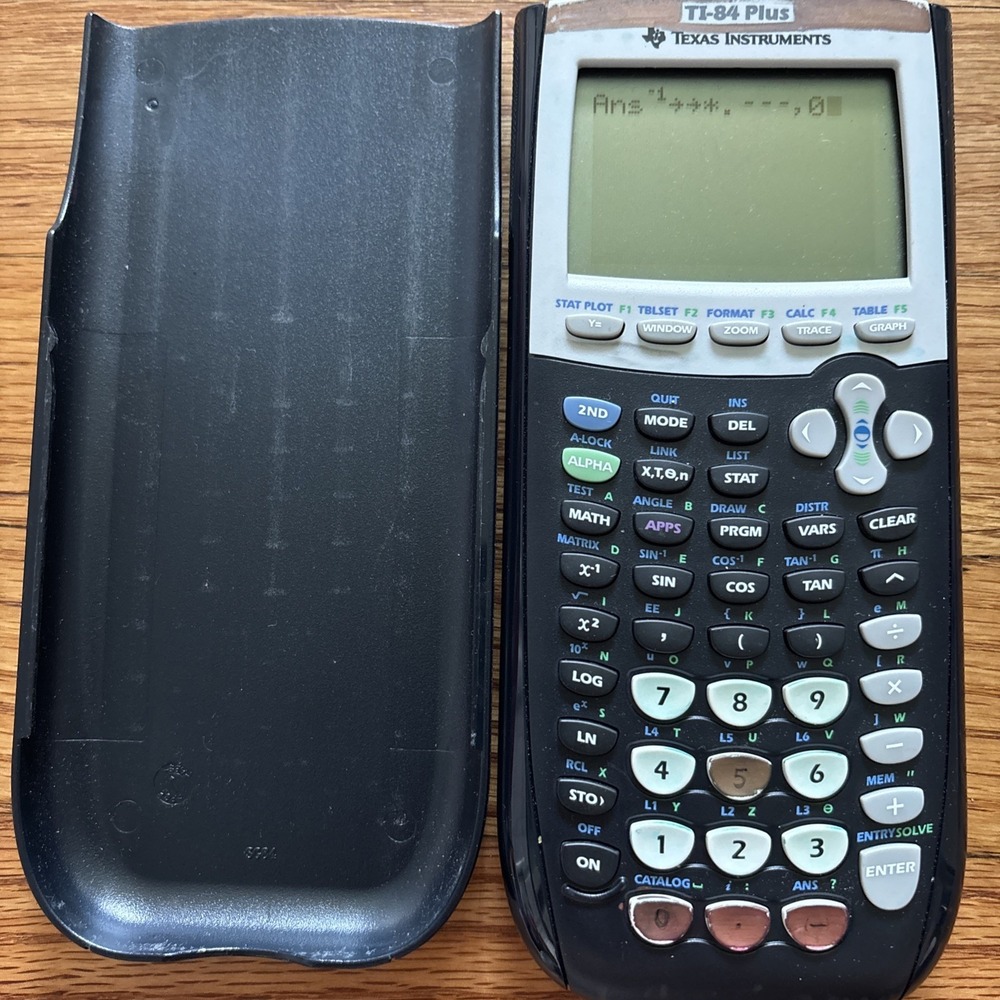 Texas Instruments TI-84 Plus Graphing Calculator Black Tested Working W/ Cover